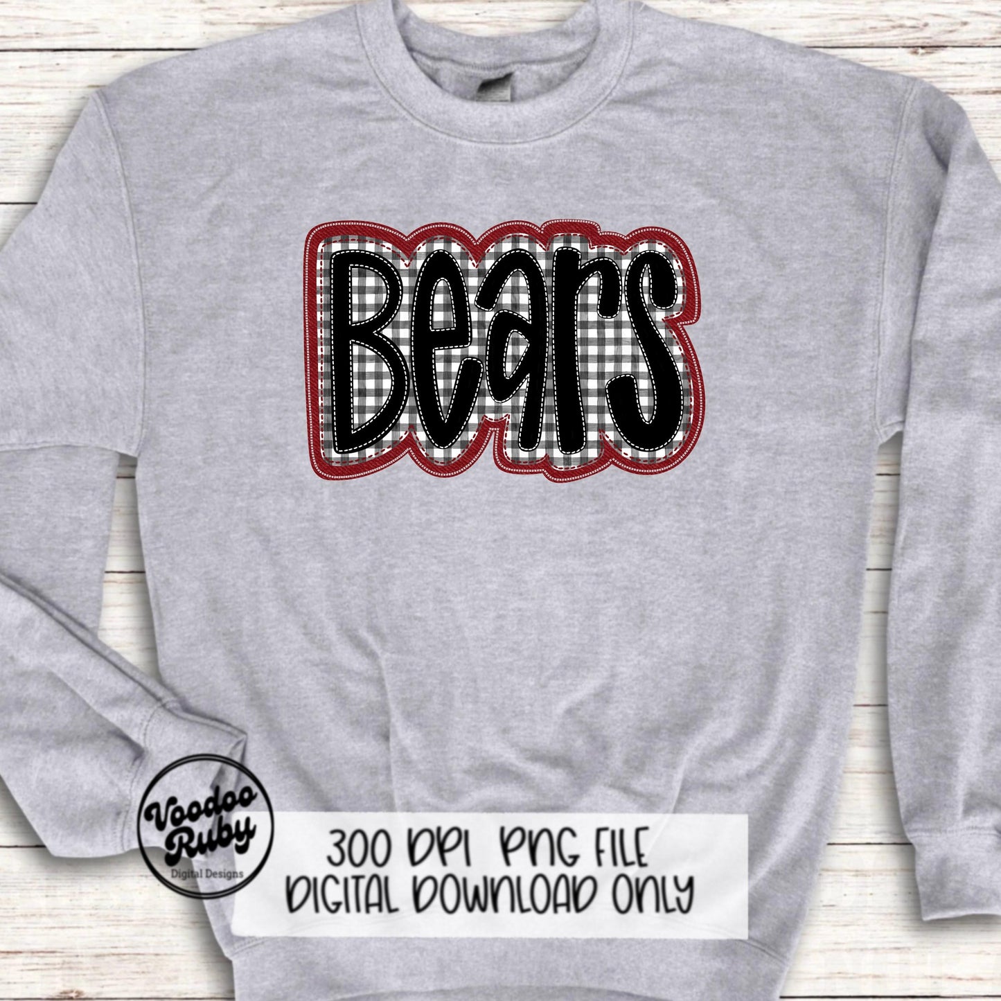 Bears PNG Design Embroidery Faux Applique Hand Drawn Digital Download Sublimation Bears PNG Football png Bears DTF Printable