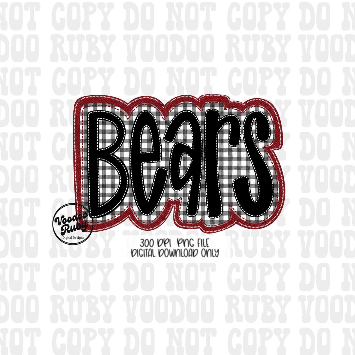 Bears PNG Design Embroidery Faux Applique Hand Drawn Digital Download Sublimation Bears PNG Football png Bears DTF Printable