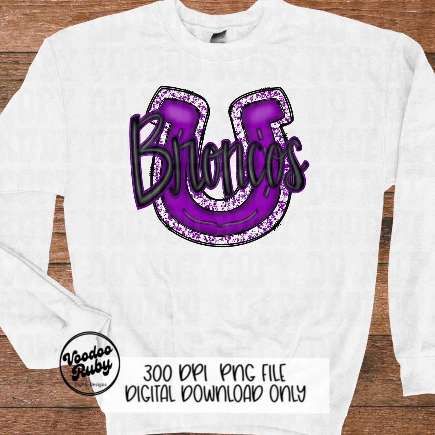 Broncos PNG Design Sublimation Hand Drawn Digital Download Purple Broncos PNG Mascot Football png DTF Printable Broncos Clip Art