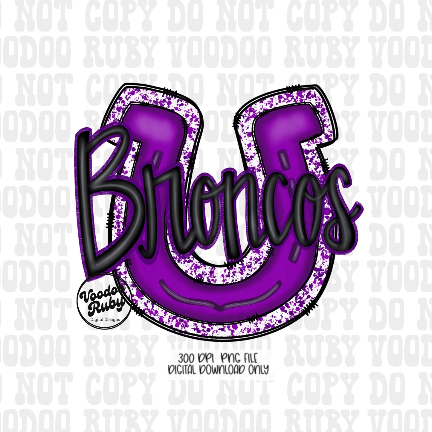 Broncos PNG Design Sublimation Hand Drawn Digital Download Purple Broncos PNG Mascot Football png DTF Printable Broncos Clip Art