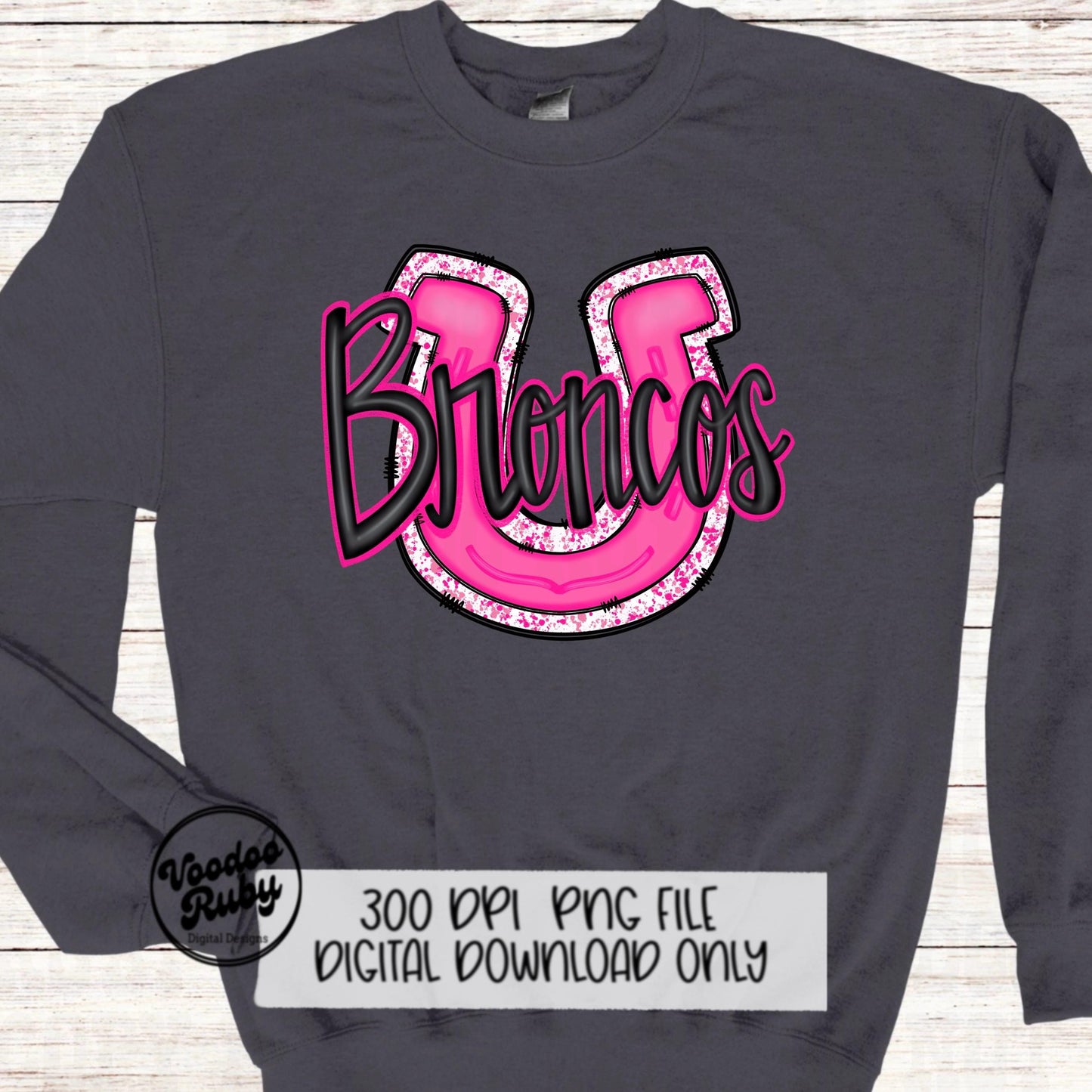 Pink Broncos PNG Design Hand Drawn Digital Download Pink Football PNG Pink Mascot Sports png Clip Art Pink Broncos DTF Printable