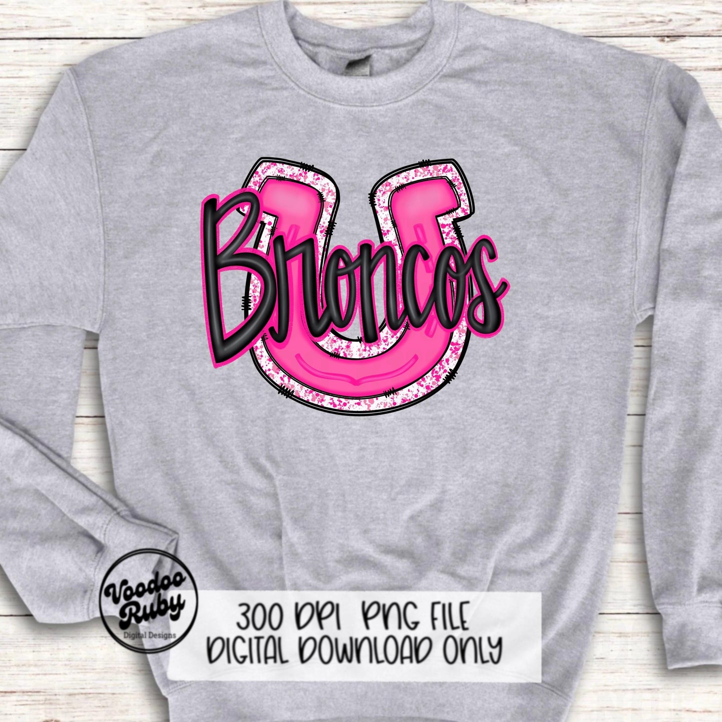 Pink Broncos PNG Design Hand Drawn Digital Download Pink Football PNG Pink Mascot Sports png Clip Art Pink Broncos DTF Printable