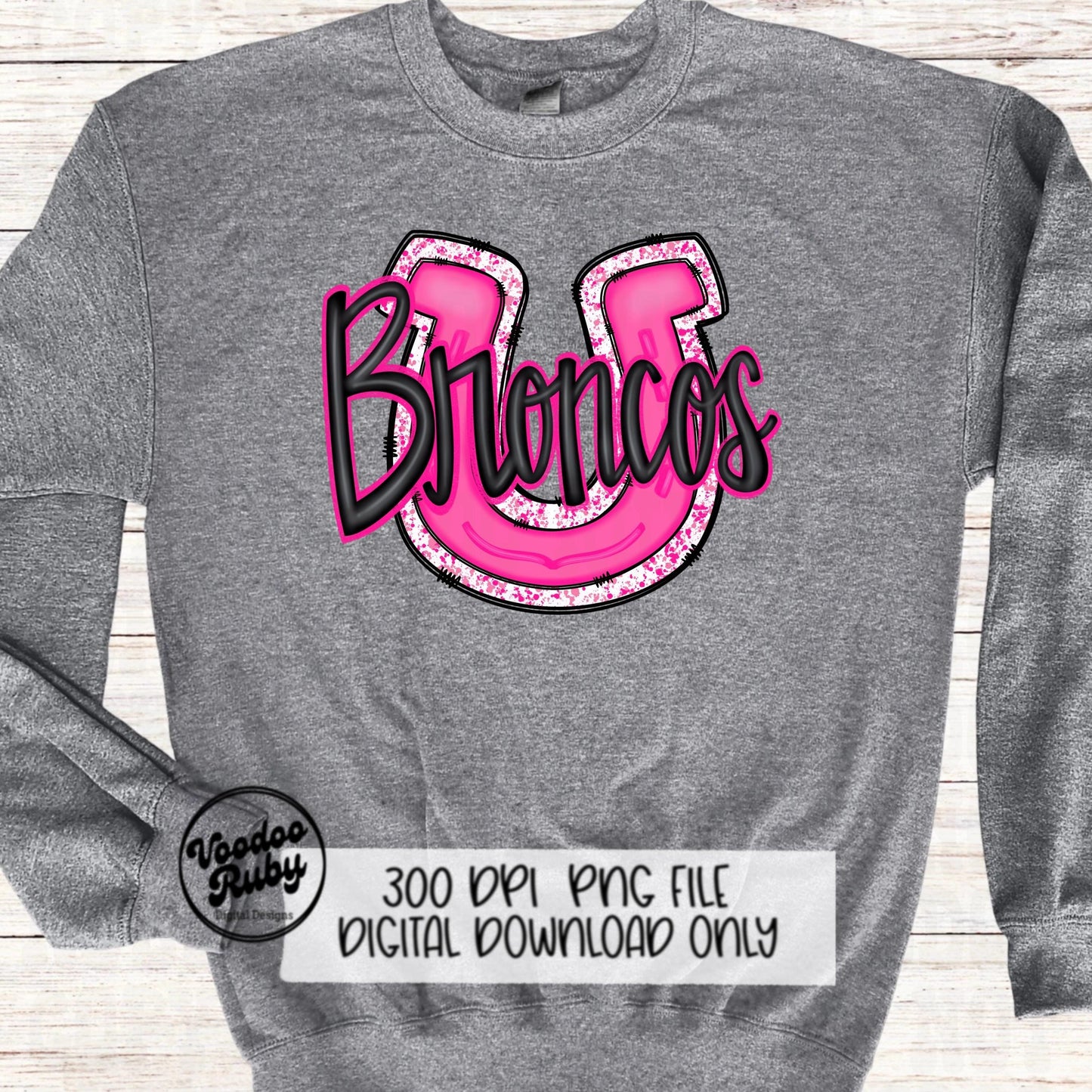 Pink Broncos PNG Design Hand Drawn Digital Download Pink Football PNG Pink Mascot Sports png Clip Art Pink Broncos DTF Printable
