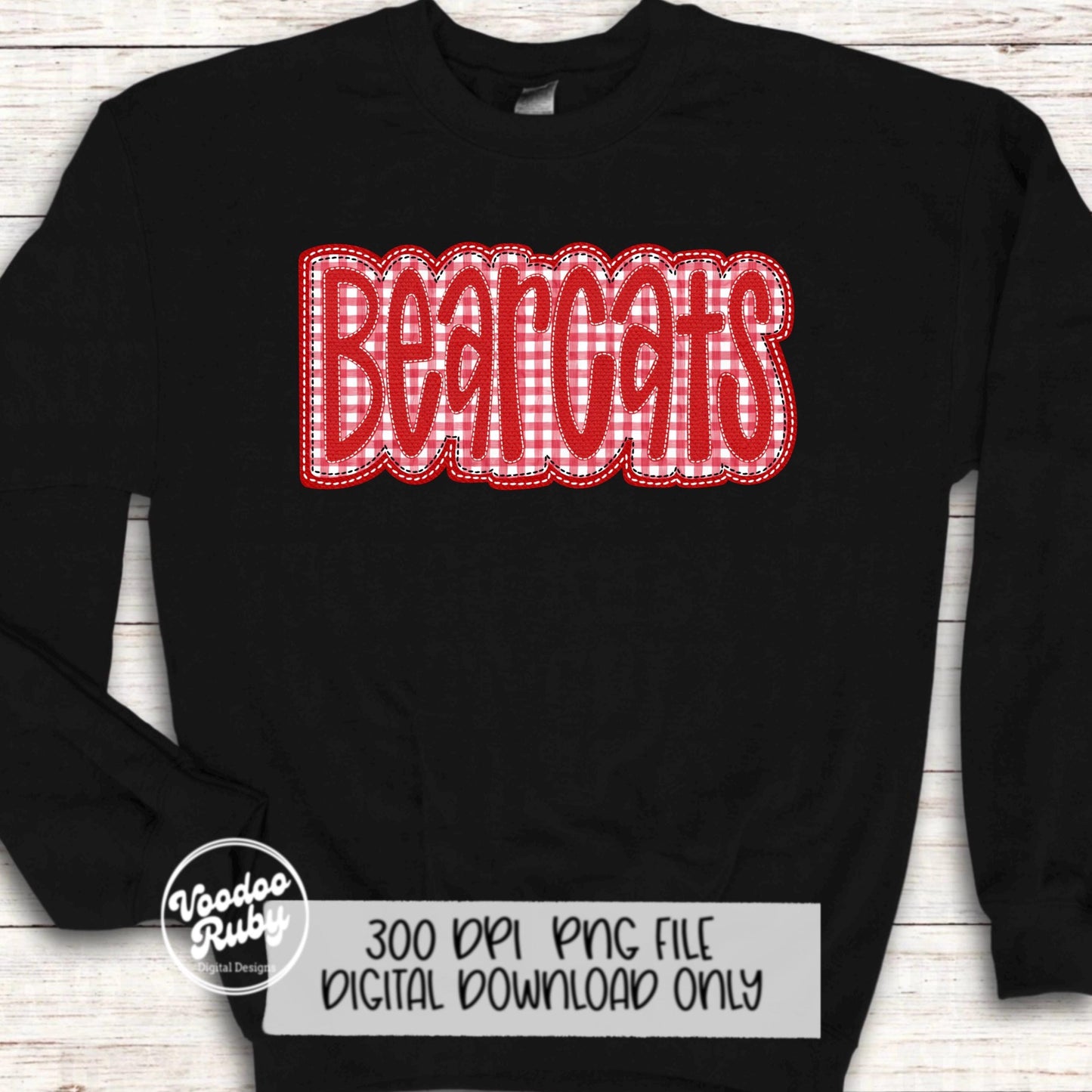Bearcats PNG Design Embroidery Faux Applique Hand Drawn Digital Download Sublimation Bearcats PNG Football png Bearcats DTF Printable