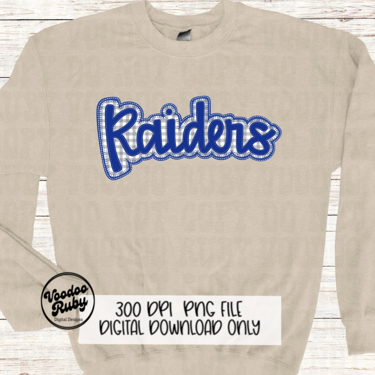 Raiders PNG Design Embroidery Faux Applique Hand Drawn Digital Download Sublimation Raiders PNG Football png Blue Raiders DTF Printable