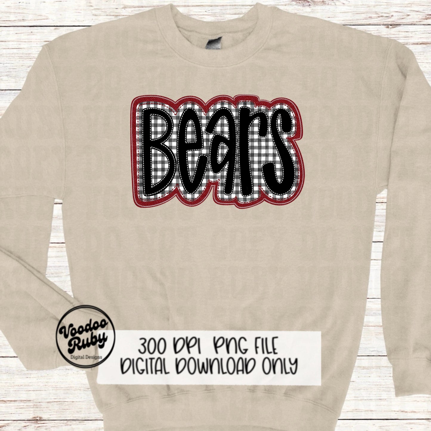 Bears PNG Design Embroidery Faux Applique Hand Drawn Digital Download Sublimation Bears PNG Football png Bears DTF Printable