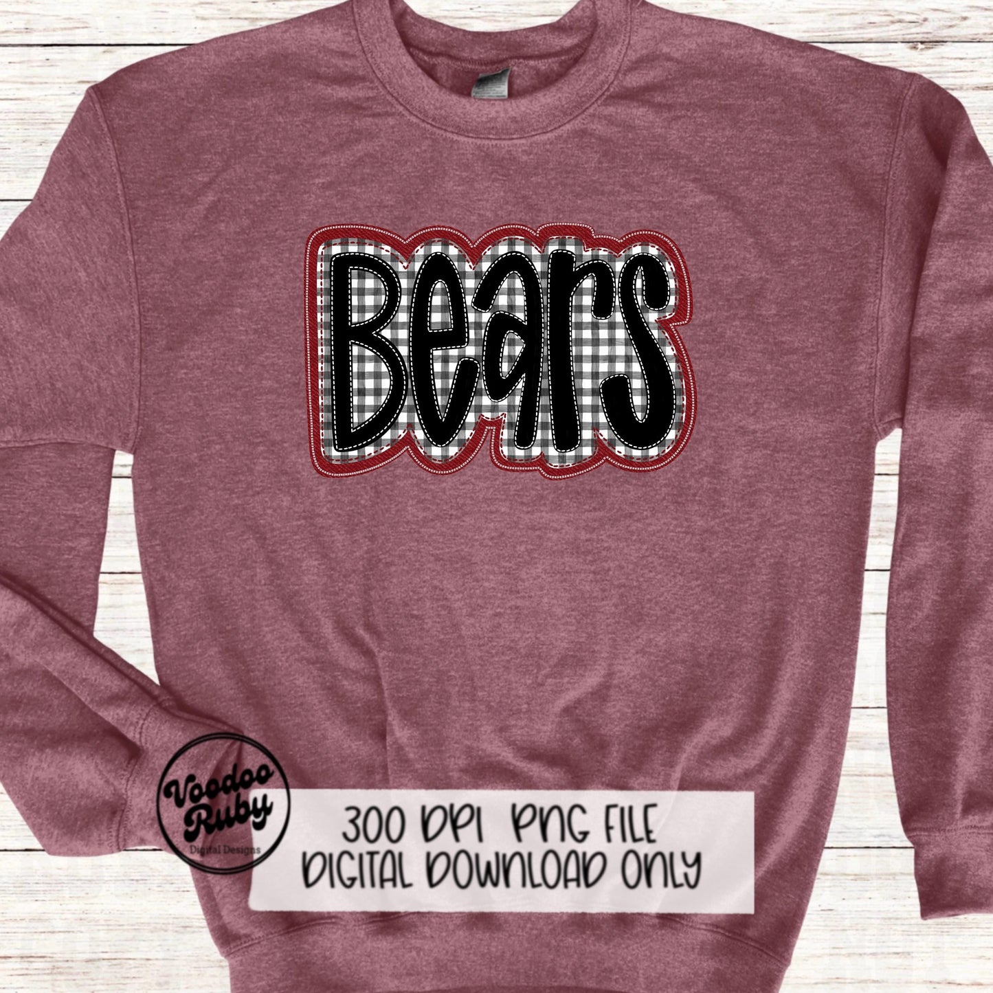 Bears PNG Design Embroidery Faux Applique Hand Drawn Digital Download Sublimation Bears PNG Football png Bears DTF Printable