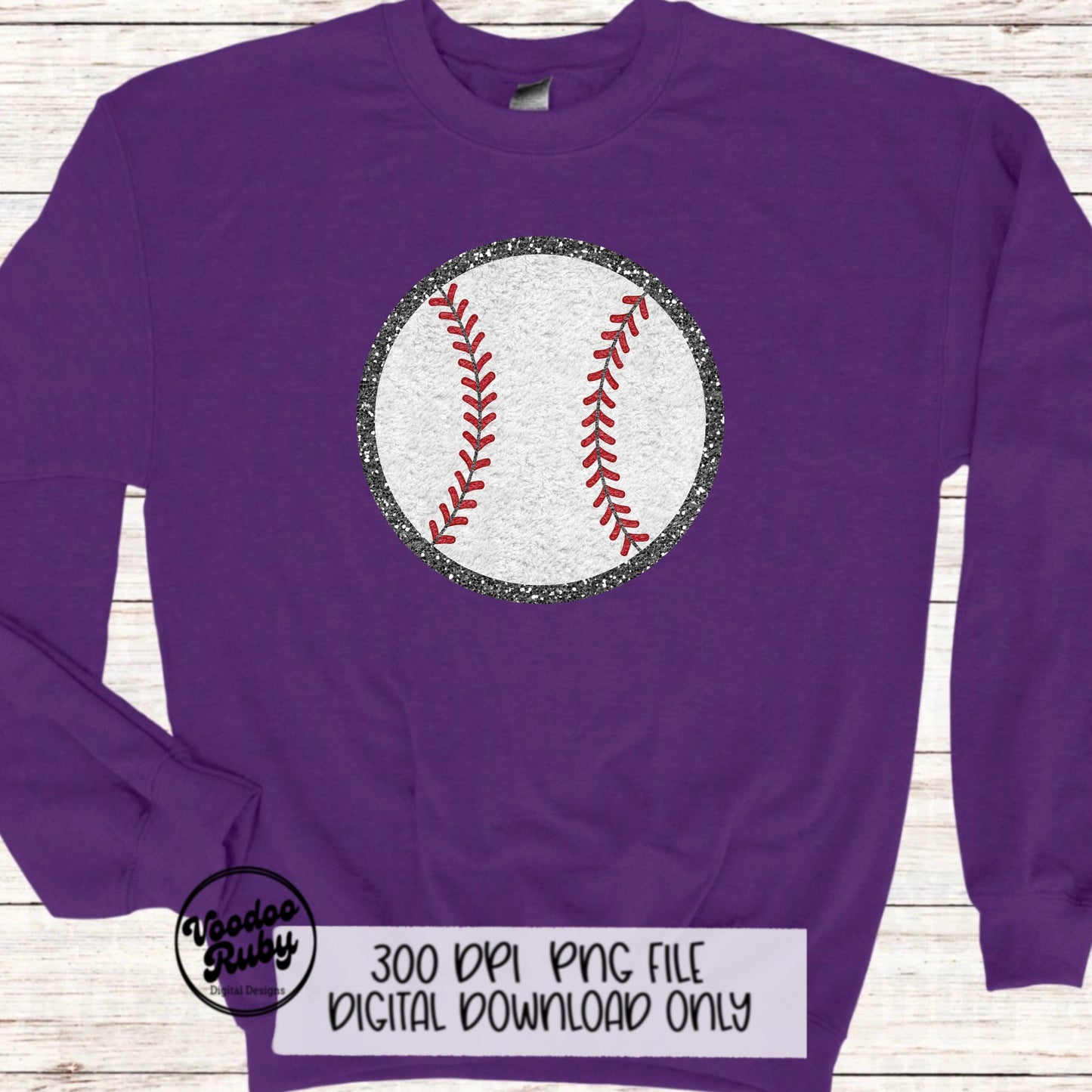 Baseball PNG Design Faux Chenille Patches Faux Embroidery PNG Digital Download Sublimation Baseball DTF Printable