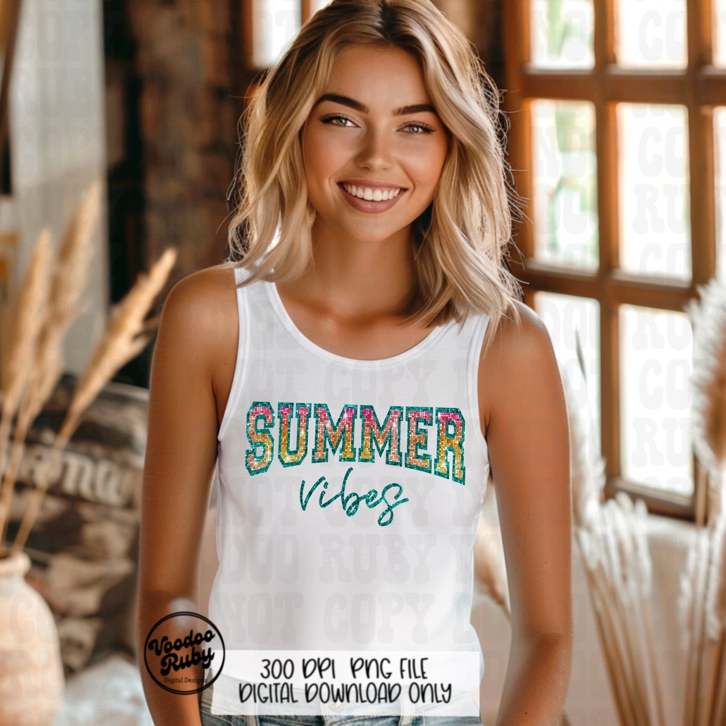 Summer Vibes PNG Design Sublimation Sequin Summer Vibes PNG Summer Beach Design Hand Drawn Digital Download Sublimation Glitter Summer DTF