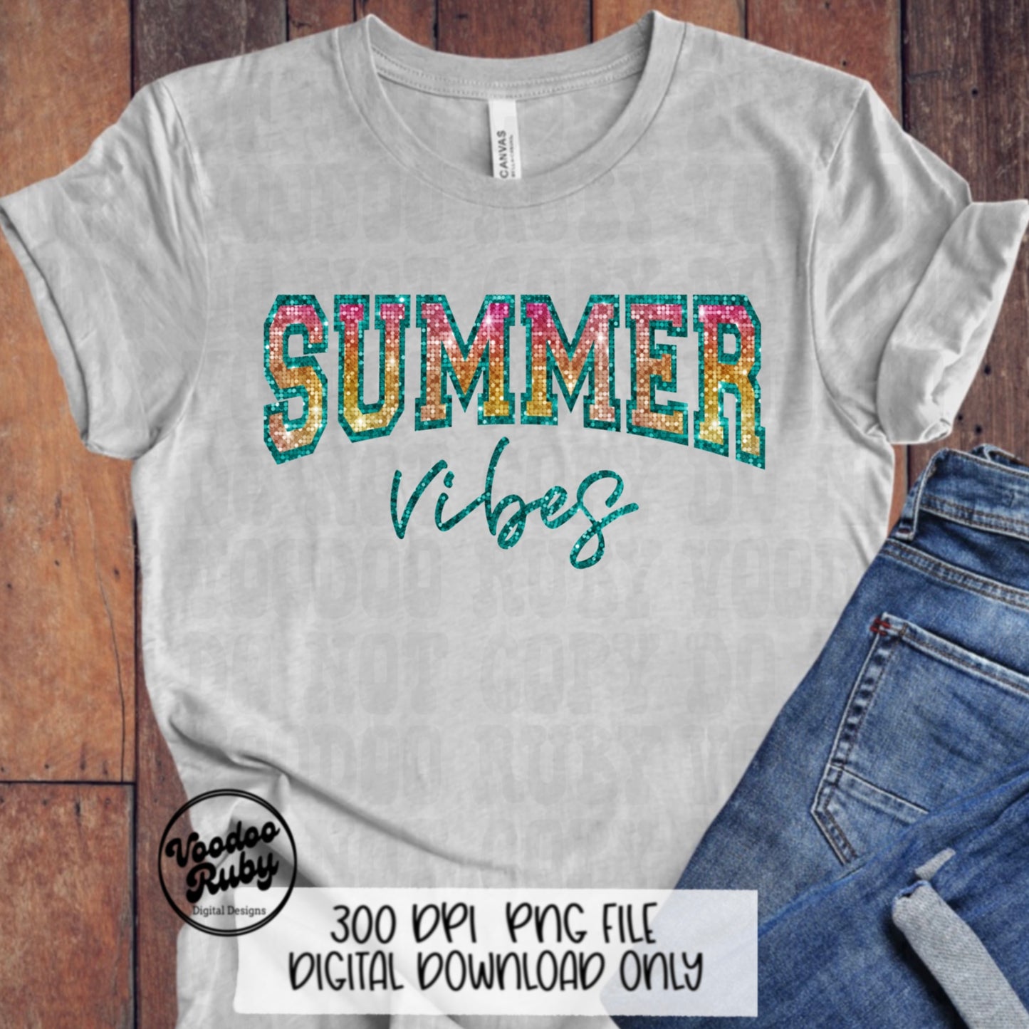 Summer Vibes PNG Design Sublimation Sequin Summer Vibes PNG Summer Beach Design Hand Drawn Digital Download Sublimation Glitter Summer DTF