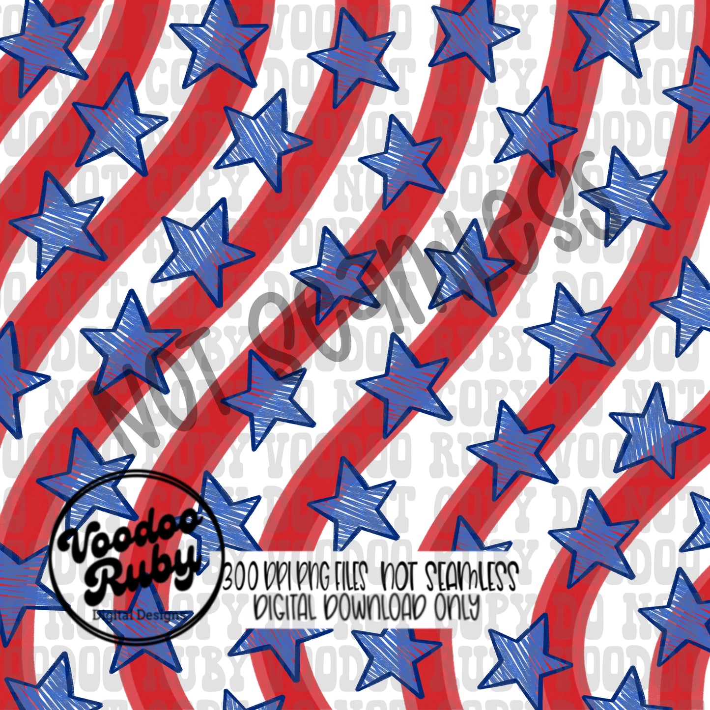 4th of July PNG Design Patriotic USA Hand Drawn Digital Download Red white blue Sublimation dtf Printable Clip Art Digital Paper PNG Stars