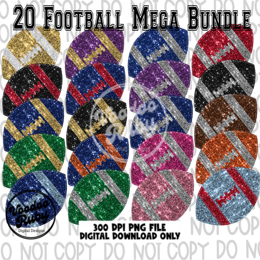 Sequin Football PNG Design Sublimation Bundle Sequin PNG Hand Drawn Digital Download Faux Sequin png Printable Clip Art Bundle DTF