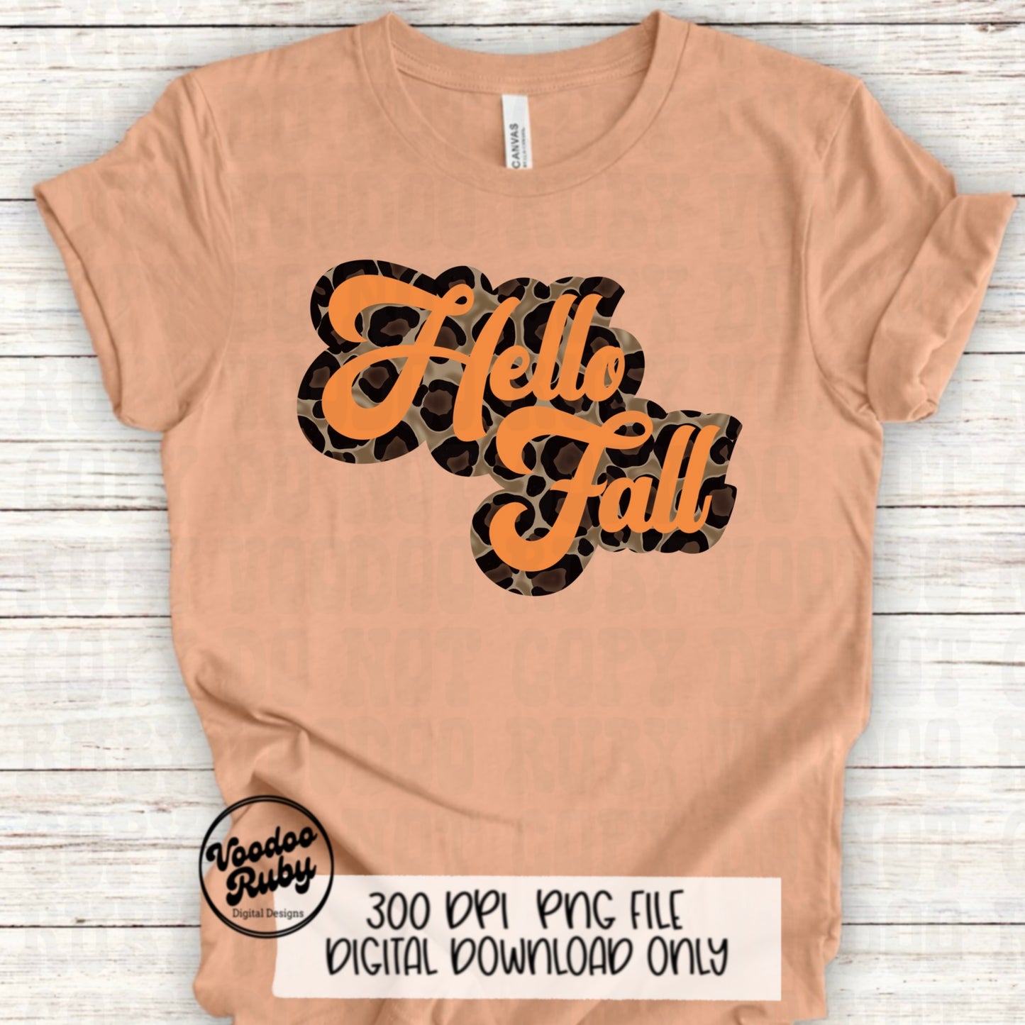 Leopard Hello Fall PNG Design Sublimation Hand Drawn Digital Download Retro Font Fall PNG Leopard png Hello Fall dtf Printable