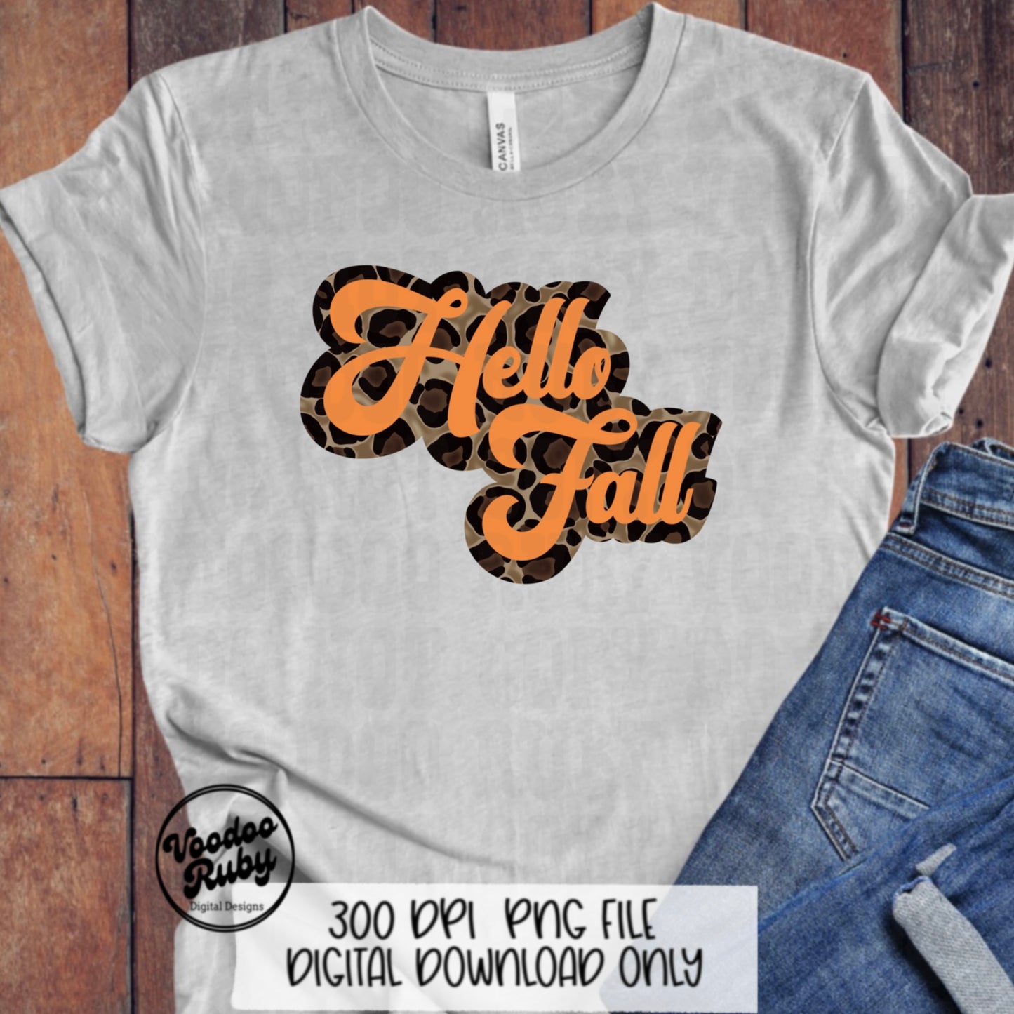 Leopard Hello Fall PNG Design Sublimation Hand Drawn Digital Download Retro Font Fall PNG Leopard png Hello Fall dtf Printable