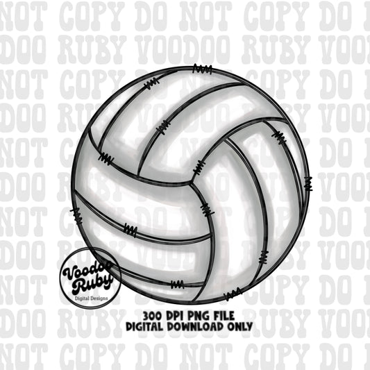 Volleyball PNG Hand Drawn Digital Download Volleyball Sublimation Volleyball DTF Printable Volleyball Doodle Design Clip Art