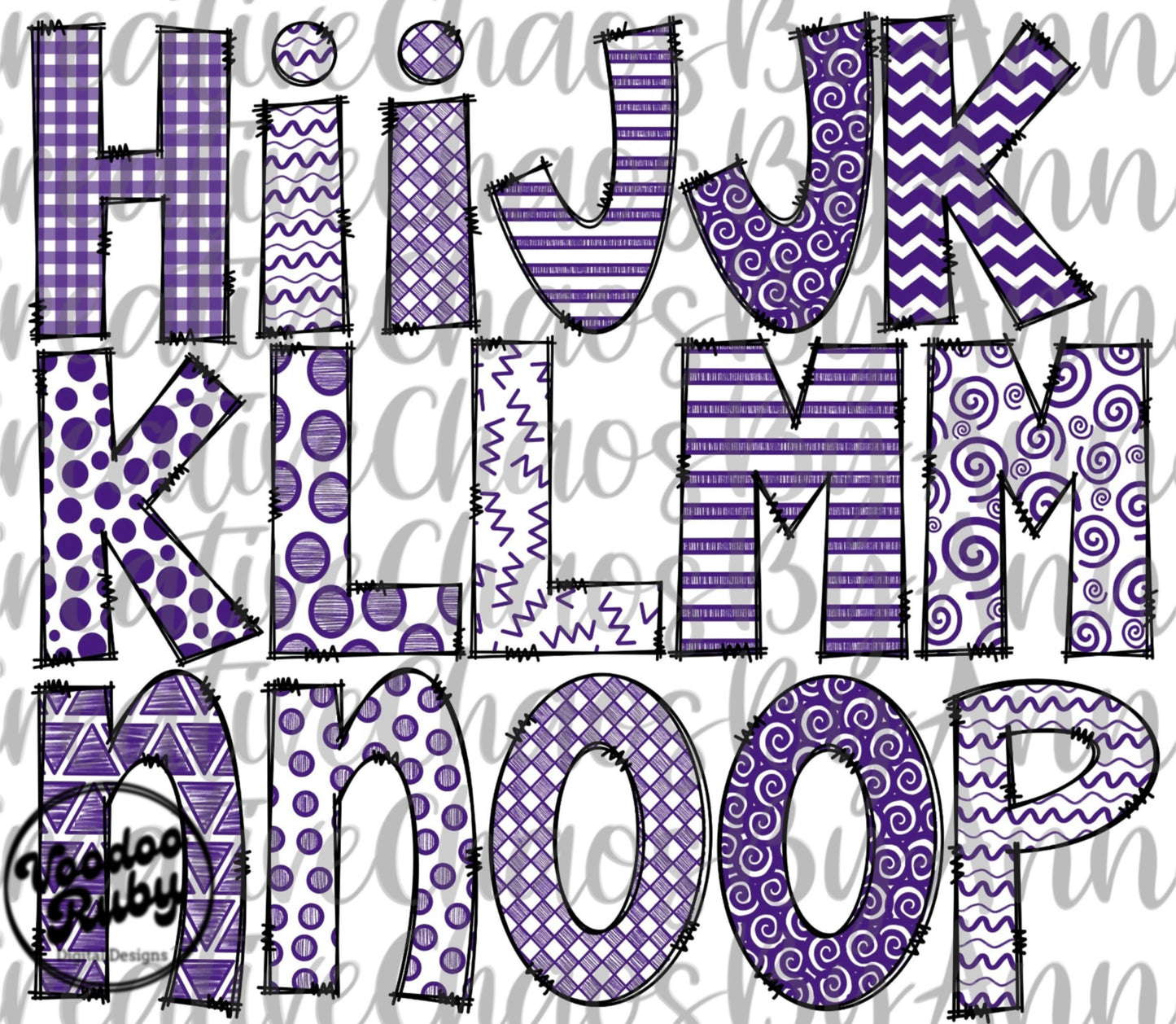 Doodle Letters PNG Alphabet Bundle Purple White Hand Drawn Alphabet Alpha Pack Digital Download Sublimation Football png DTF Printable