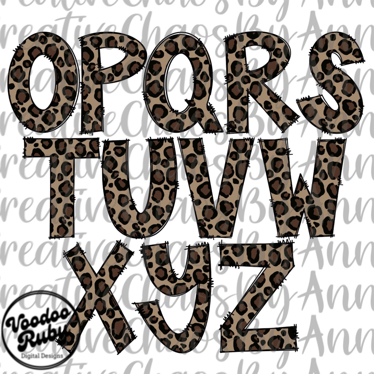 Leopard Doodle Letters Alphabet Sublimation PNG Doodle Letters Design Hand Drawn Alphabet Animal Print Alpha Pack Digital Download DTF Printable