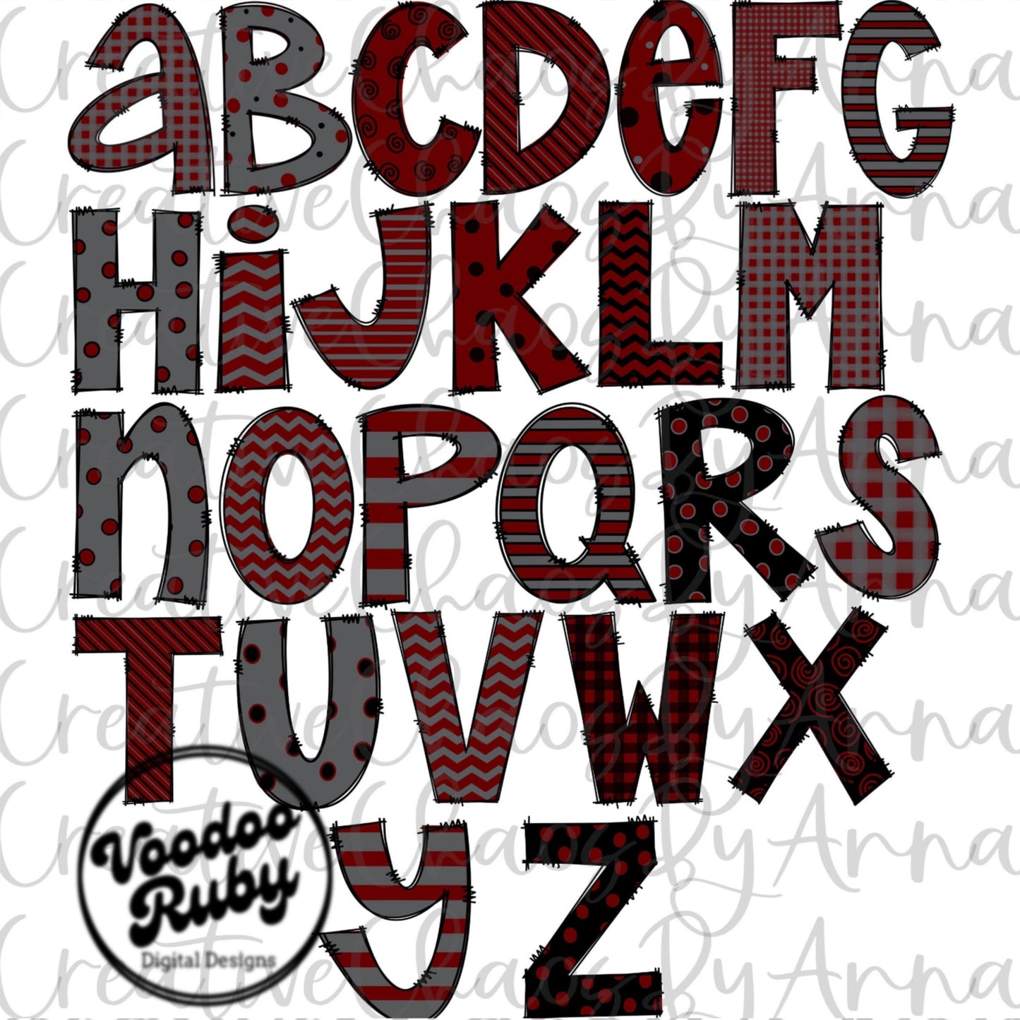 Maroon Grey Doodle Letters PNG  Alphabet Bundle png Hand Drawn Digital Download Alpha Pack Sublimation Alphabet Pack DTF Printable