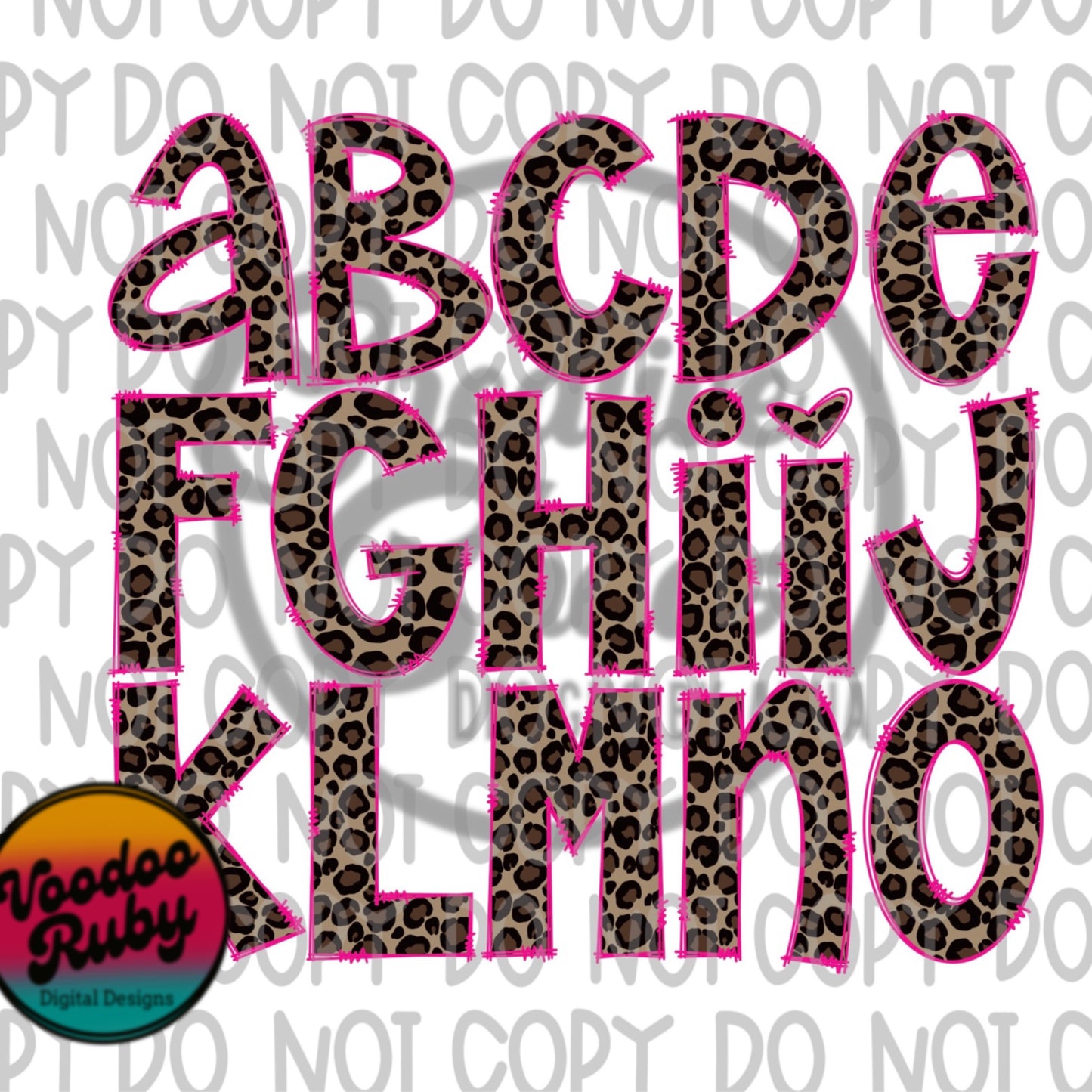 Leopard Doodle Letters PNG Sublimation Alphabet Bundle PNG Hand Drawn Alphabet Alpha Pack Digital Download Sublimation Leopard Pink Png DTF Printable