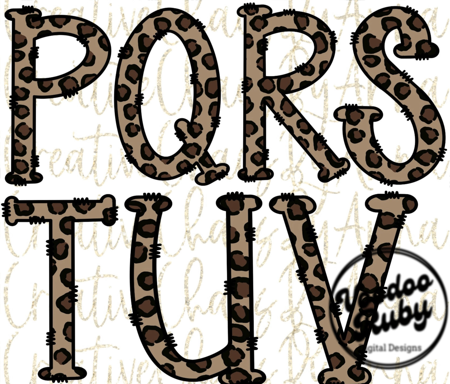 Leopard Sublimation Alphabet PNG Bundle Leopard Doodle Letters Hand Drawn Alpha Pack Digital Design Download Leopard Design DTF Printable