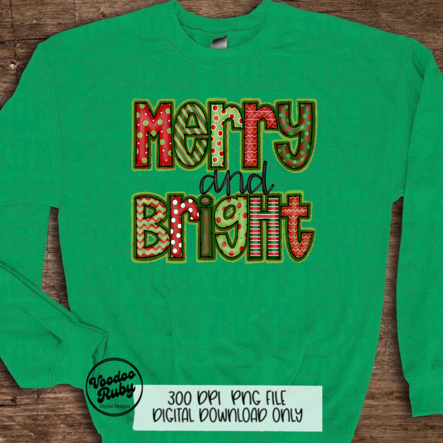 Merry and Bright PNG Design Christmas Sublimation Hand Drawn Digital Download Merry Christmas Design Doodle Letters Merry Christmas DTF PNG