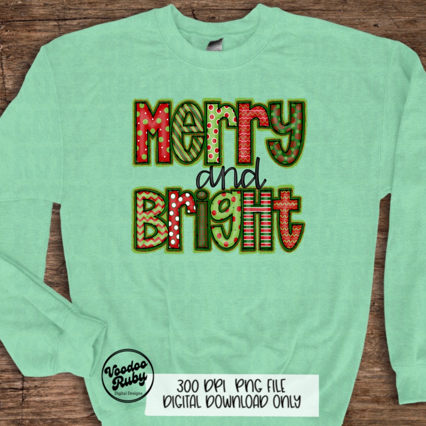 Merry and Bright PNG Design Christmas Sublimation Hand Drawn Digital Download Merry Christmas Design Doodle Letters Merry Christmas DTF PNG