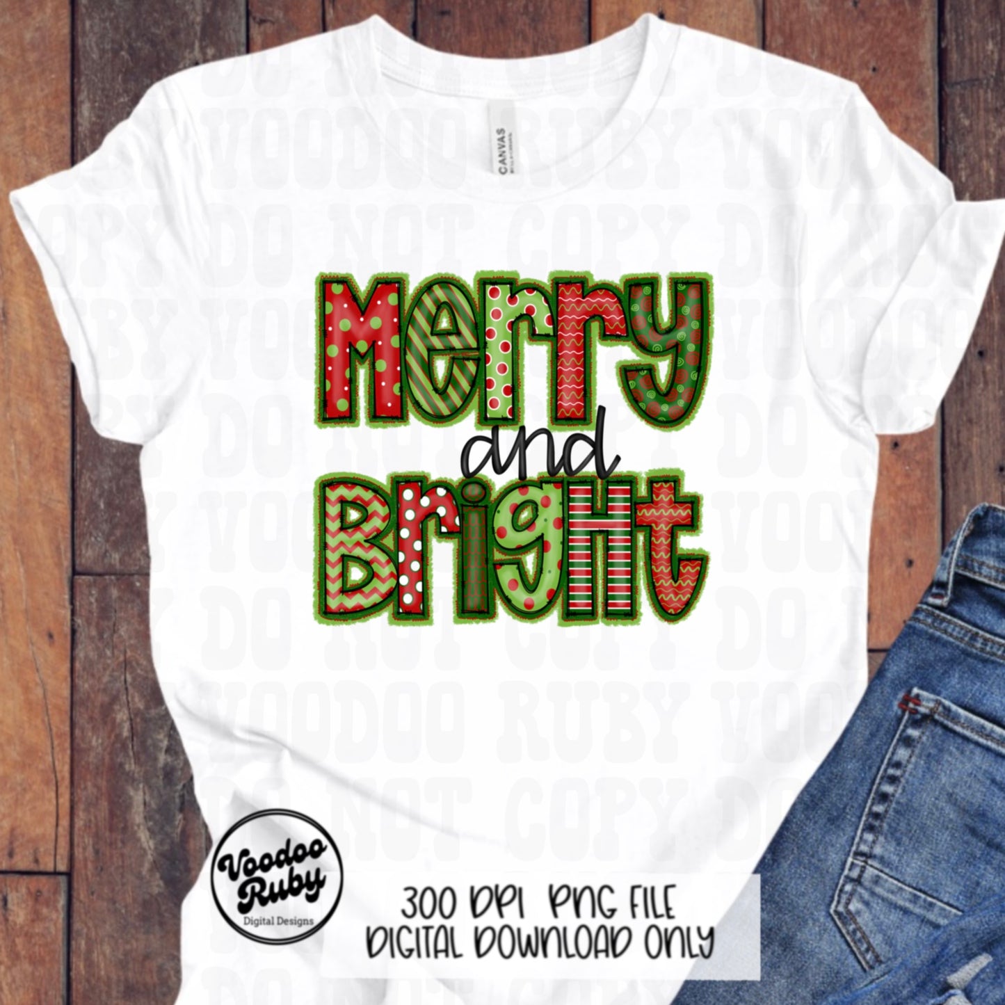 Merry and Bright PNG Design Christmas Sublimation Hand Drawn Digital Download Merry Christmas Design Doodle Letters Merry Christmas DTF PNG