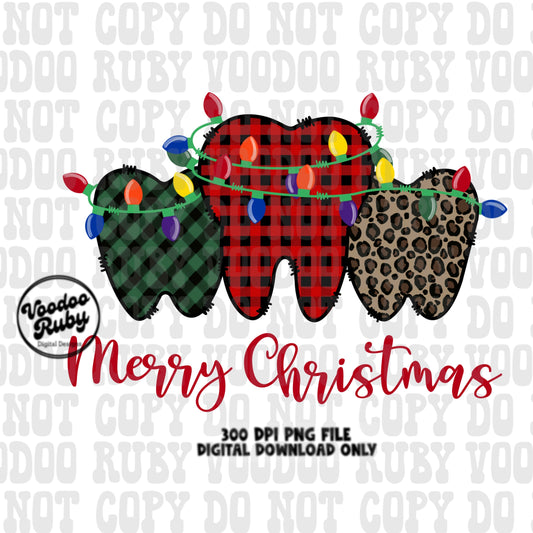 Merry Christmas Teeth PNG Design Sublimation Hand Drawn Digital Download Dental Buffalo Plaid Leopard Png Christmas dtf printable Dentist