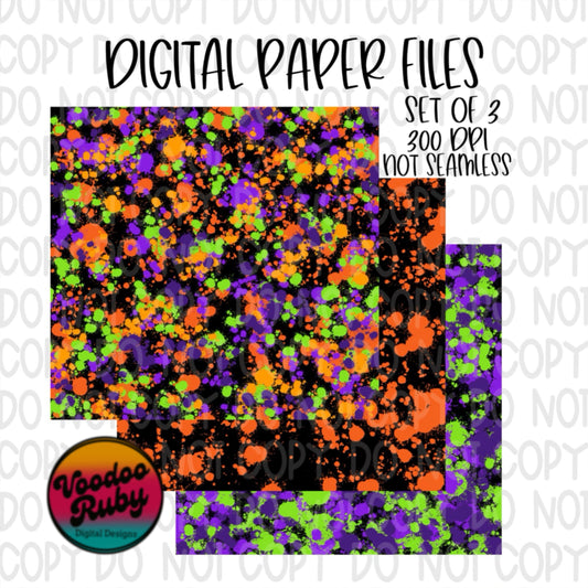 Halloween Paint Splatter Digital Paper PNG Bundle Sublimation Bleach Splatter Hand Drawn Digital Download Halloween PNG Halloween Printable