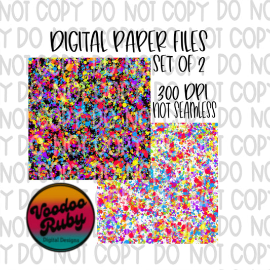 Neon Paint Splatter Digital Paper PNG Bundle Sublimation Hand Drawn Digital Download Splatter PNG Summer Bright Colors Bleach DTF Printable