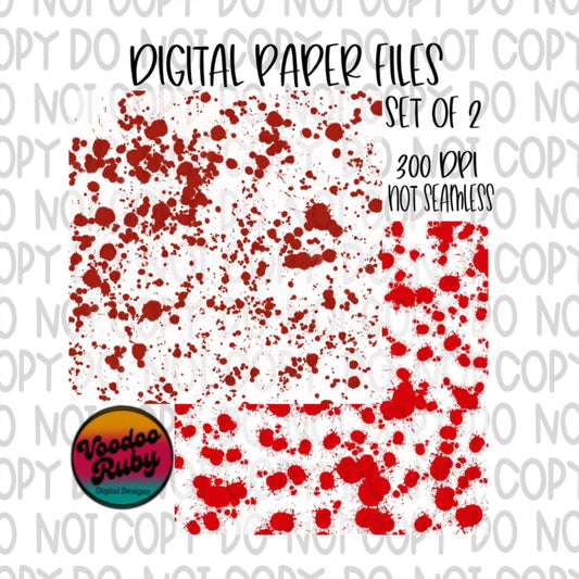 Blood Splatter Paint Digital Paper PNG Bundle Sublimation Hand Drawn Digital Download Crime Show PNG Printable Clip Art