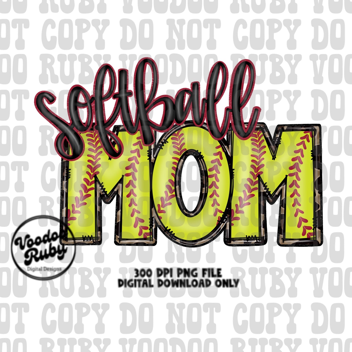 Softball Mom PNG Leopard Design Softball Sublimation Design Hand Drawn Digital Design Download Doodle Letters DTF Printable Clip Art
