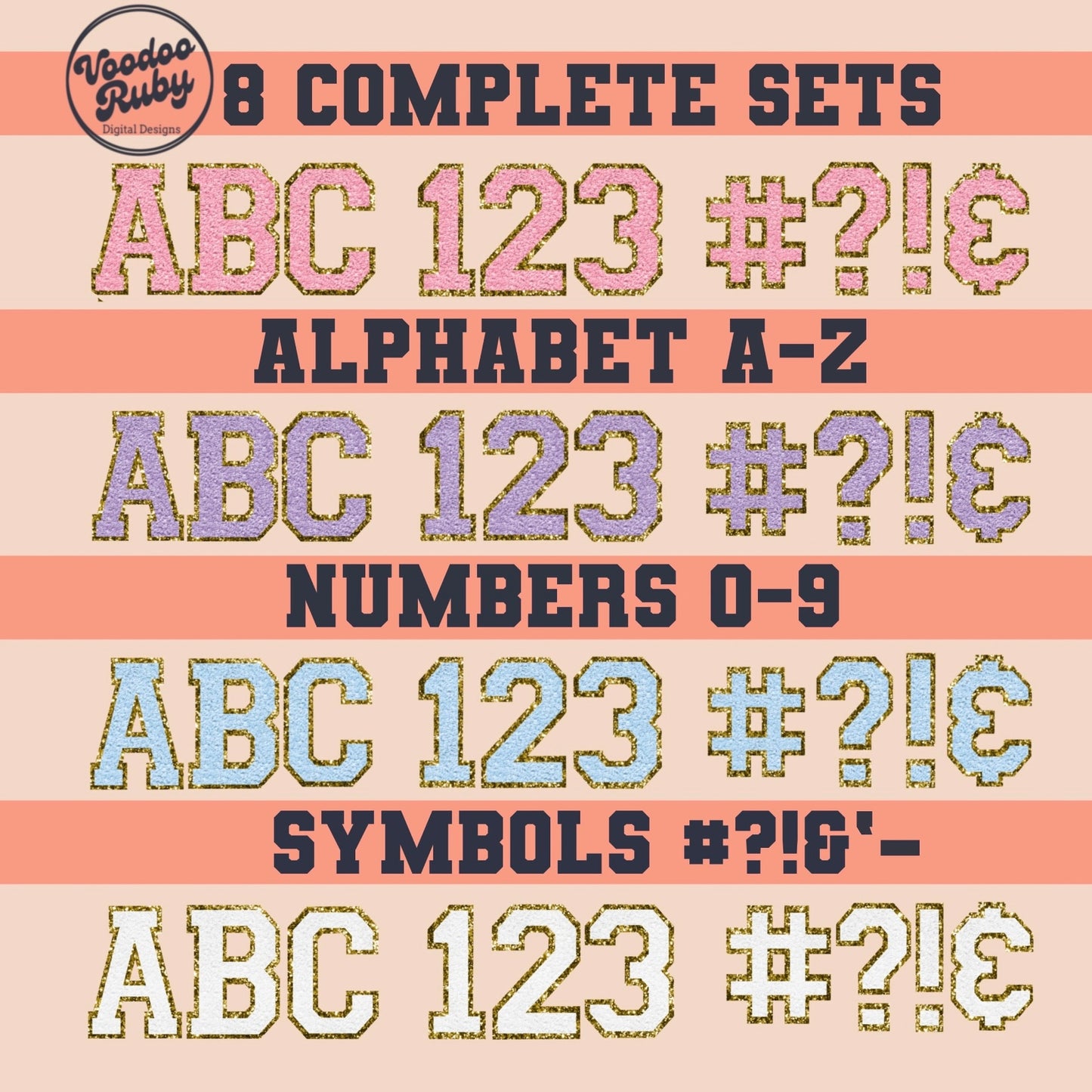 Chenille Alphabet PNG Bundle Faux Chenille Letter Patches Digital Download Sublimation Sports Letters PNG Alpha Pack DTF Printable Clip Art