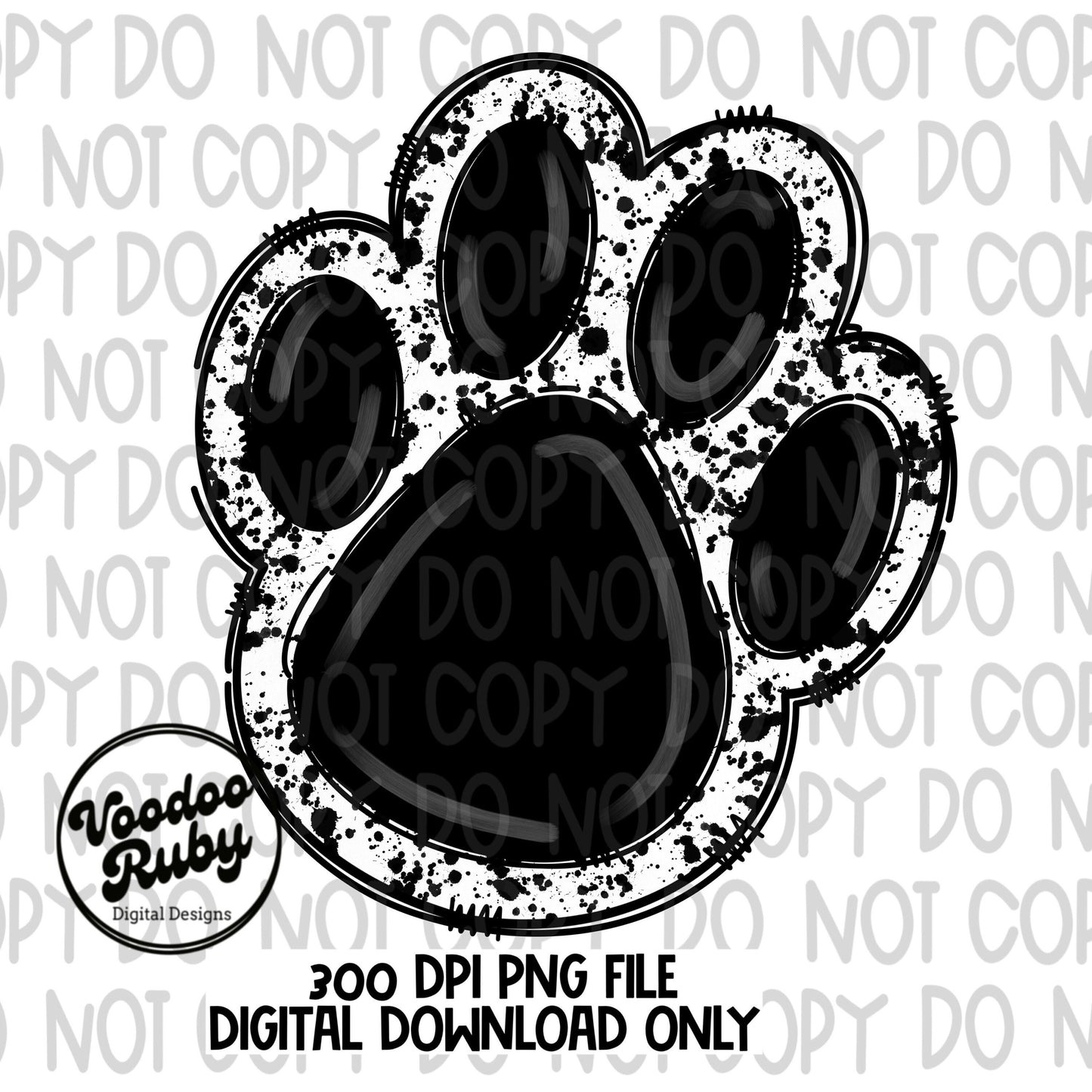 Paw PNG Design Hand Drawn Digital Download Mascot Sublimation Black Paw Print PNG Football DTF Printable Clip Art Cheer png