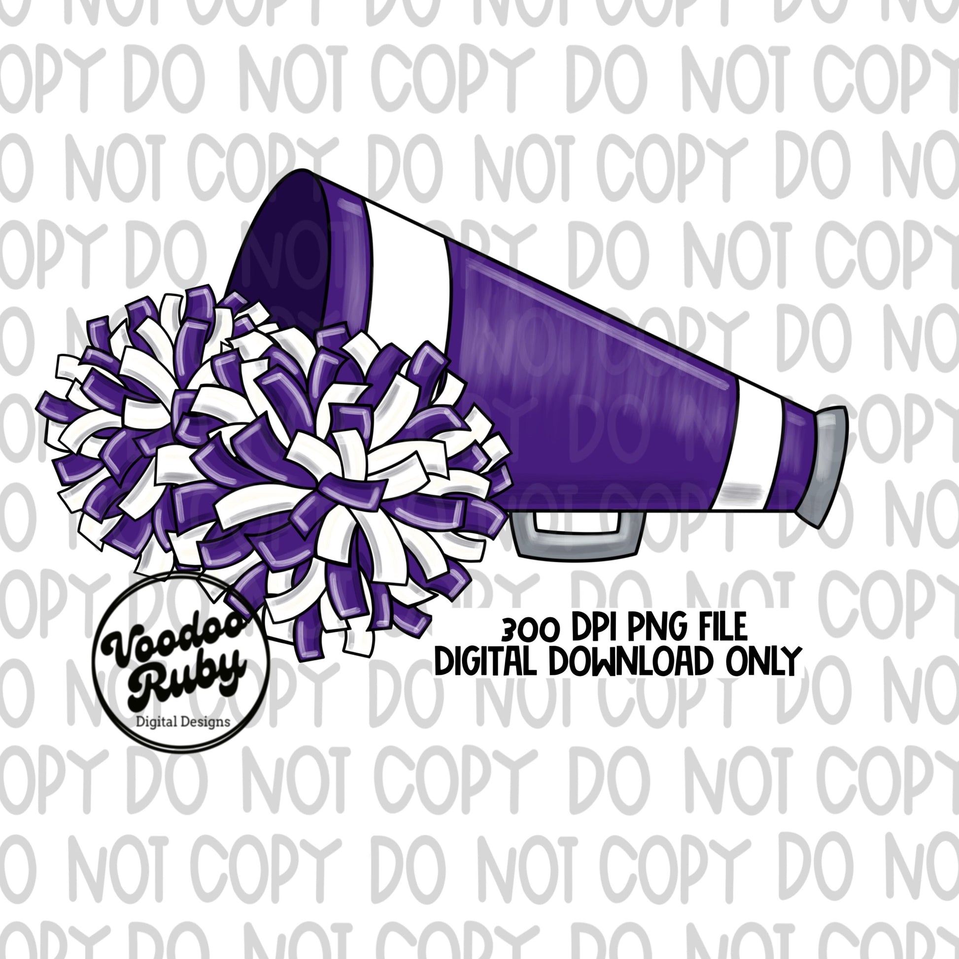 Cheer PNG Design Purple White Team Hand Drawn Digital Download PNG Cheerleader Sublimation Clip Art DTF Printable