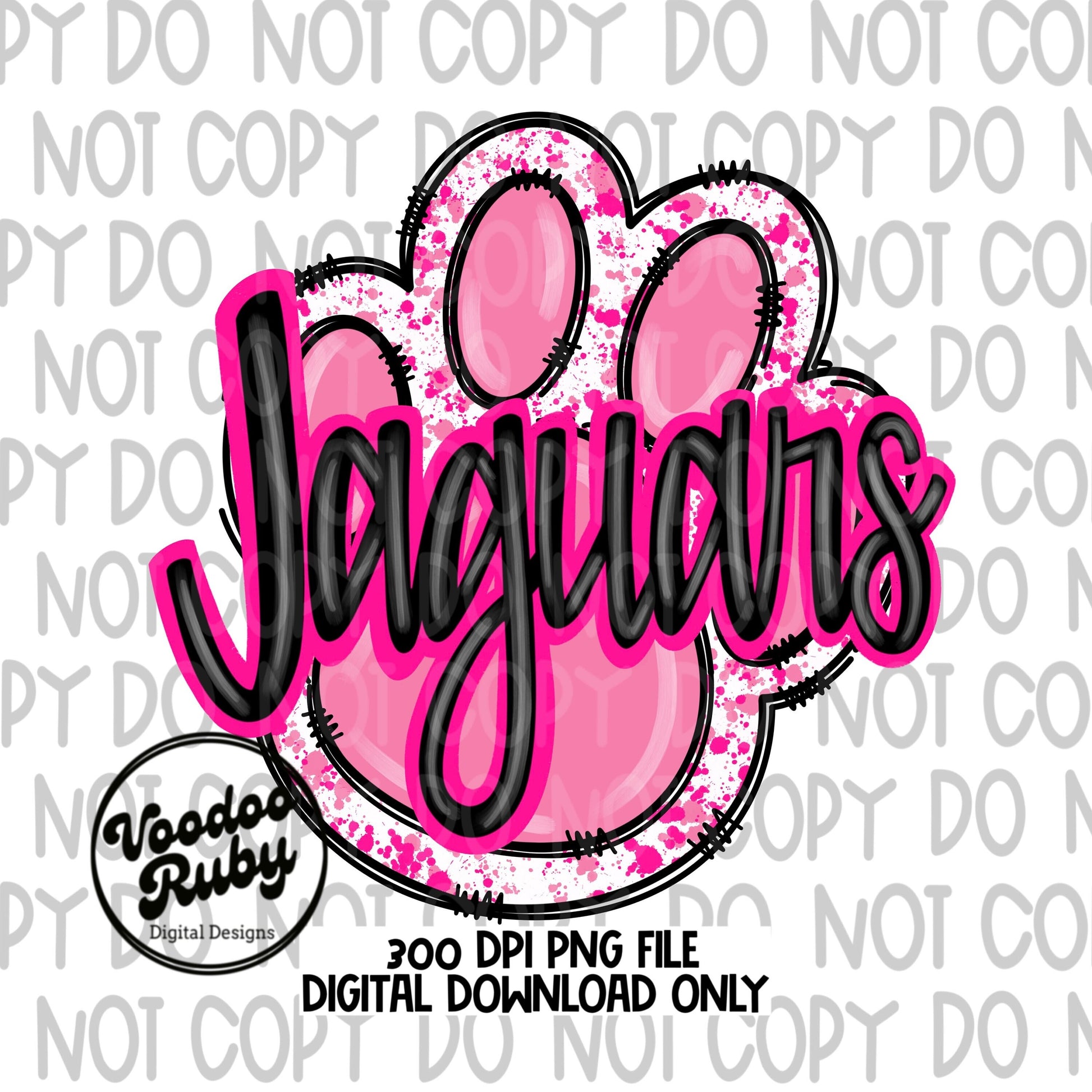 Pink Jaguars PNG Design Hand Drawn Digital Download Sublimation Pink Football PNG Pink Paw Print Pink October DTF Awareness