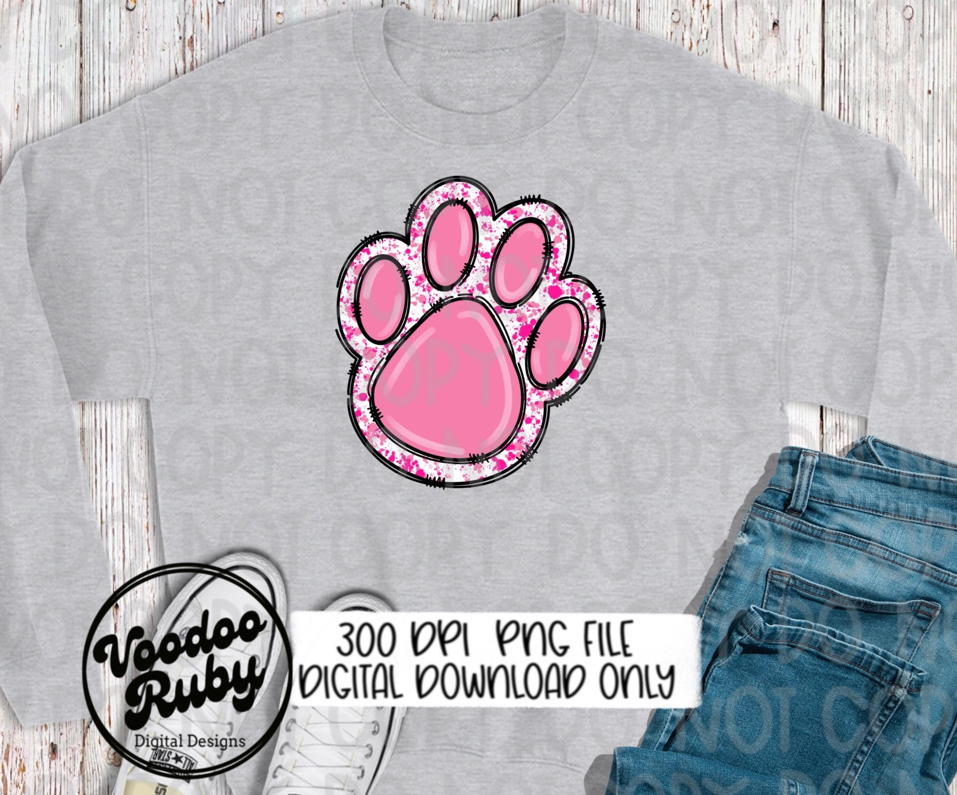 Pink Paw PNG Design Hand Drawn Digital Download Pink Football png Pink Paw Print Sublimation Pink October Awareness DTF