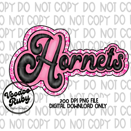 Hornets Sublimation Design | Hornets PNG | Hand Drawn Digital Download | Pink Football PNG | Mascot | Sports png | Clip Art | Printable