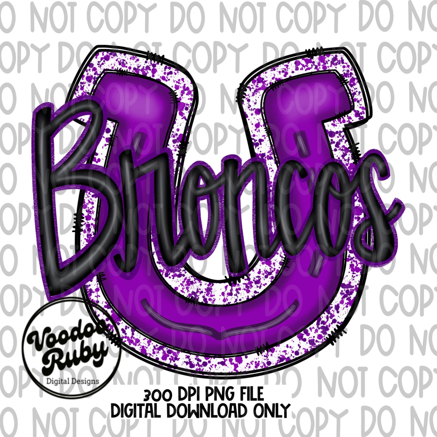 Broncos PNG Design Hand Drawn Digital Download Purple Broncos PNG Mascot Football png DTF Printable Broncos Clip Art