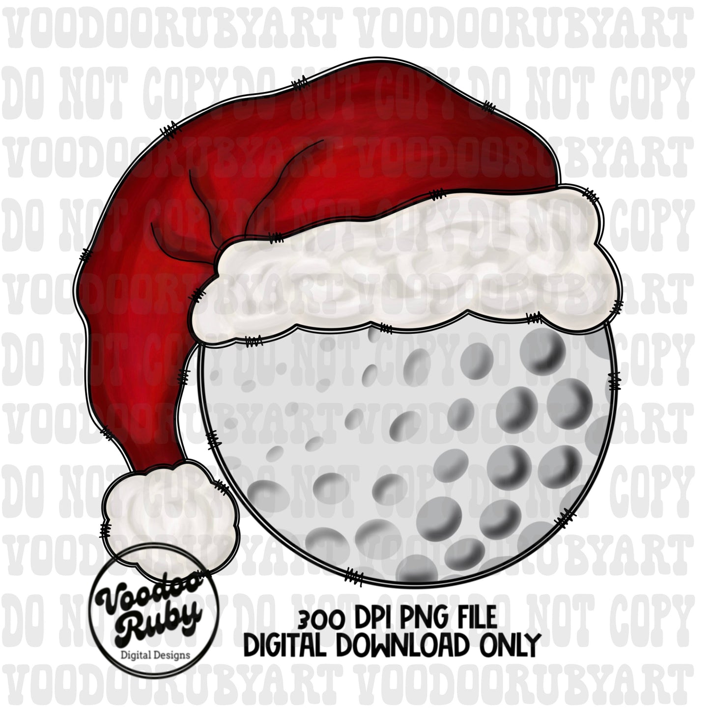 Santa Golf Sublimation PNG Hand Drawn Digital Download Golf PNG Christmas Sports Clip Art Merry Christmas Sublimation Design Printable