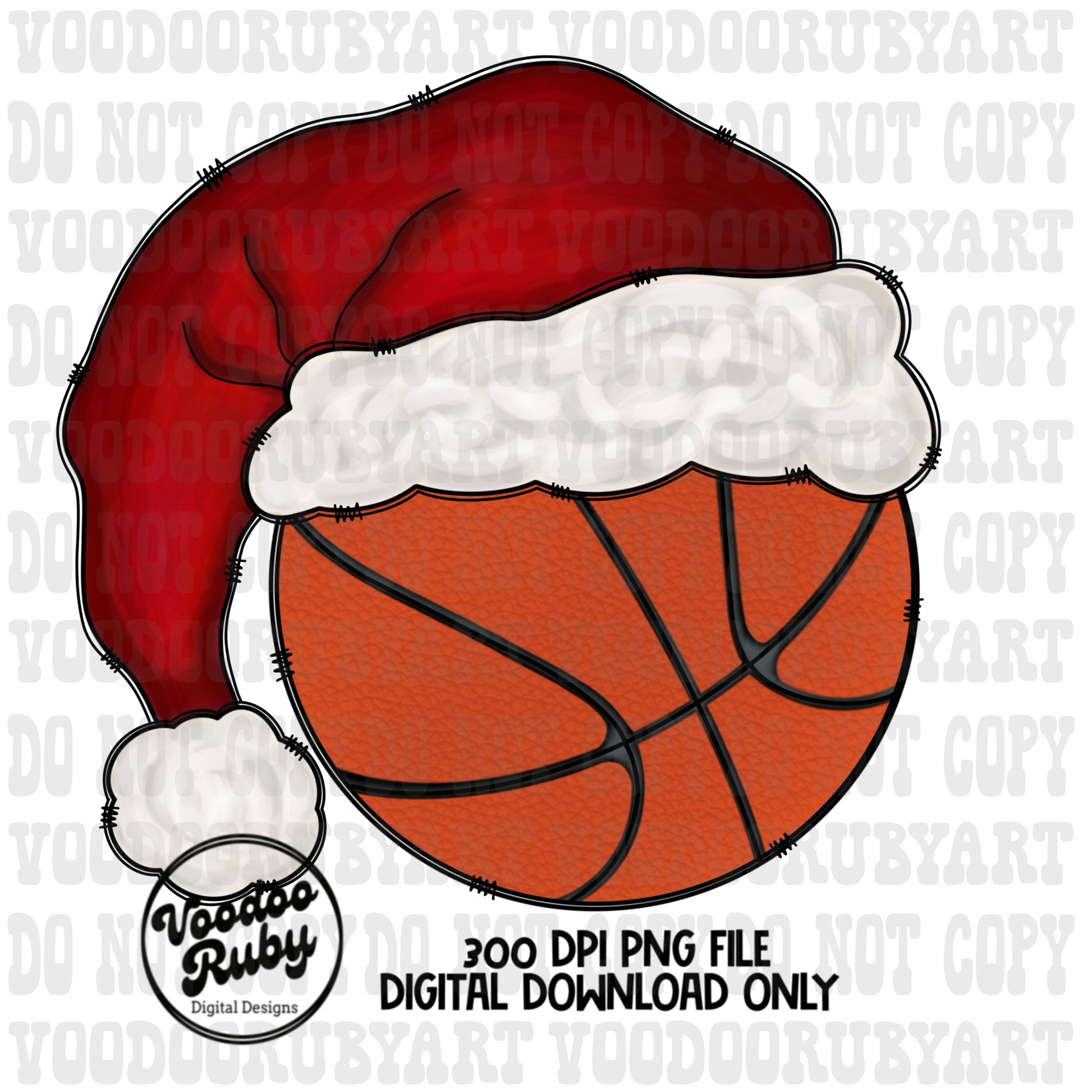 Santa Basketball Sublimation PNG Hand Drawn Digital Download Basketball PNG Christmas Sports Clip Art Merry Christmas Sports Ball DTF