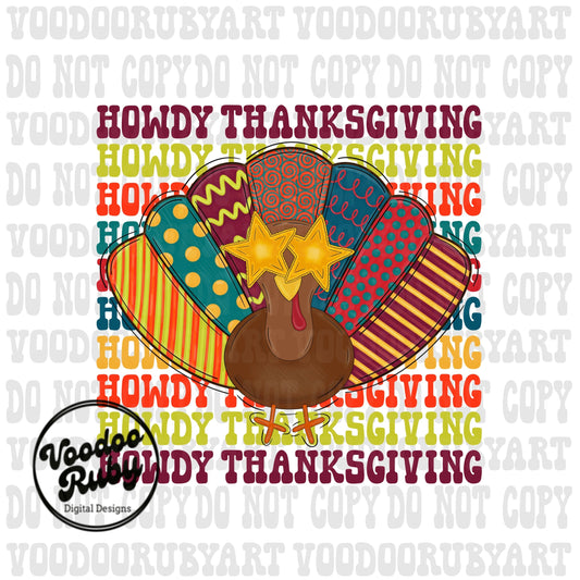 Howdy Thanksgiving PNG Design Sublimation Turkey PNG Hand Drawn Digital Download Thankful PNG Happy Thanksgiving png Turkey dtf Printable