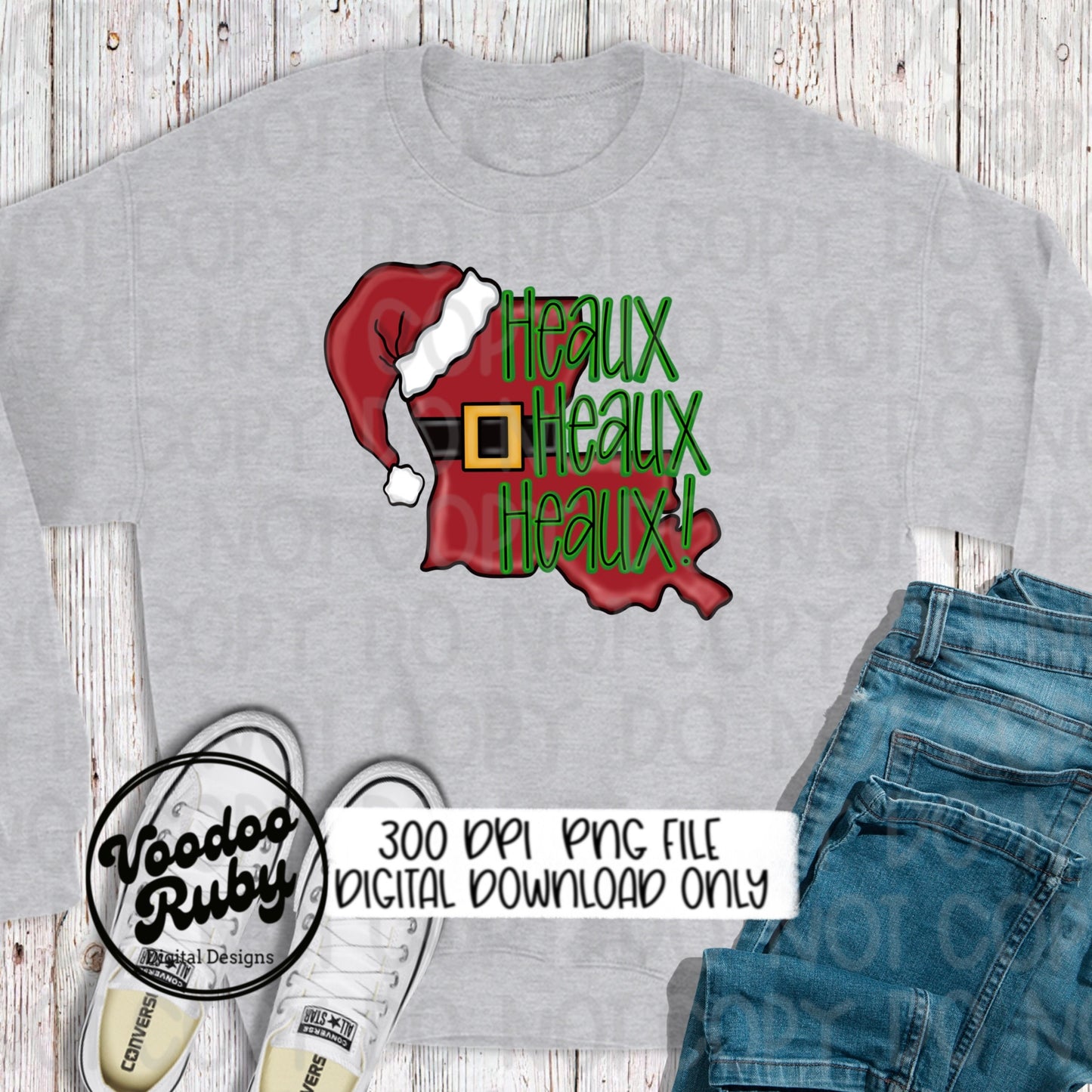 Heaux Heaux Heaux Santa PNG Sublimation Louisiana Christmas Hand Drawn Digital Design Download Cajun Christmas Santa Cajun Santa PNG