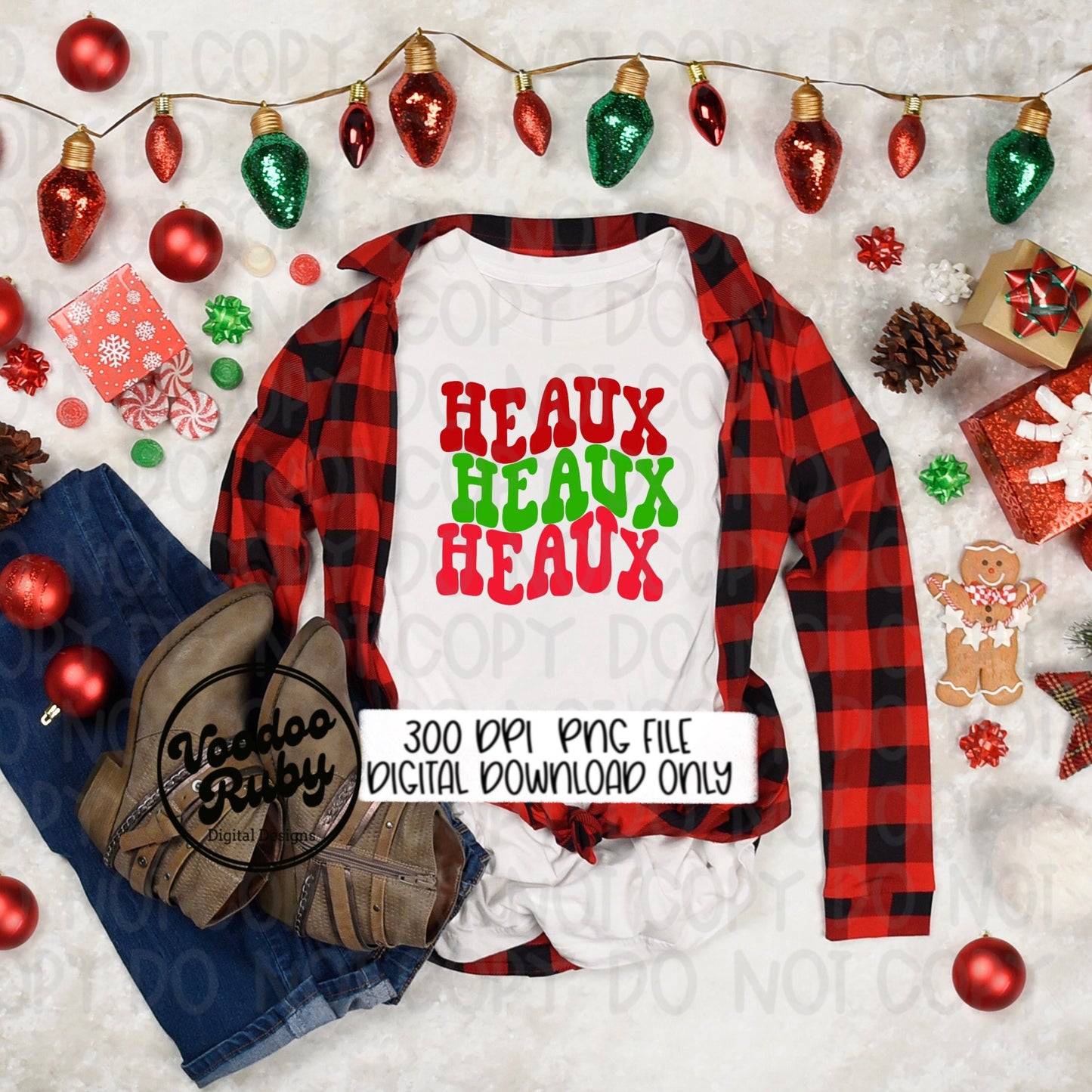 Heaux Heaux Heaux PNG Sublimation Louisiana Christmas Hand Drawn Digital Design Download Cajun Christmas Santa Clip Art Cajun Santa PNG