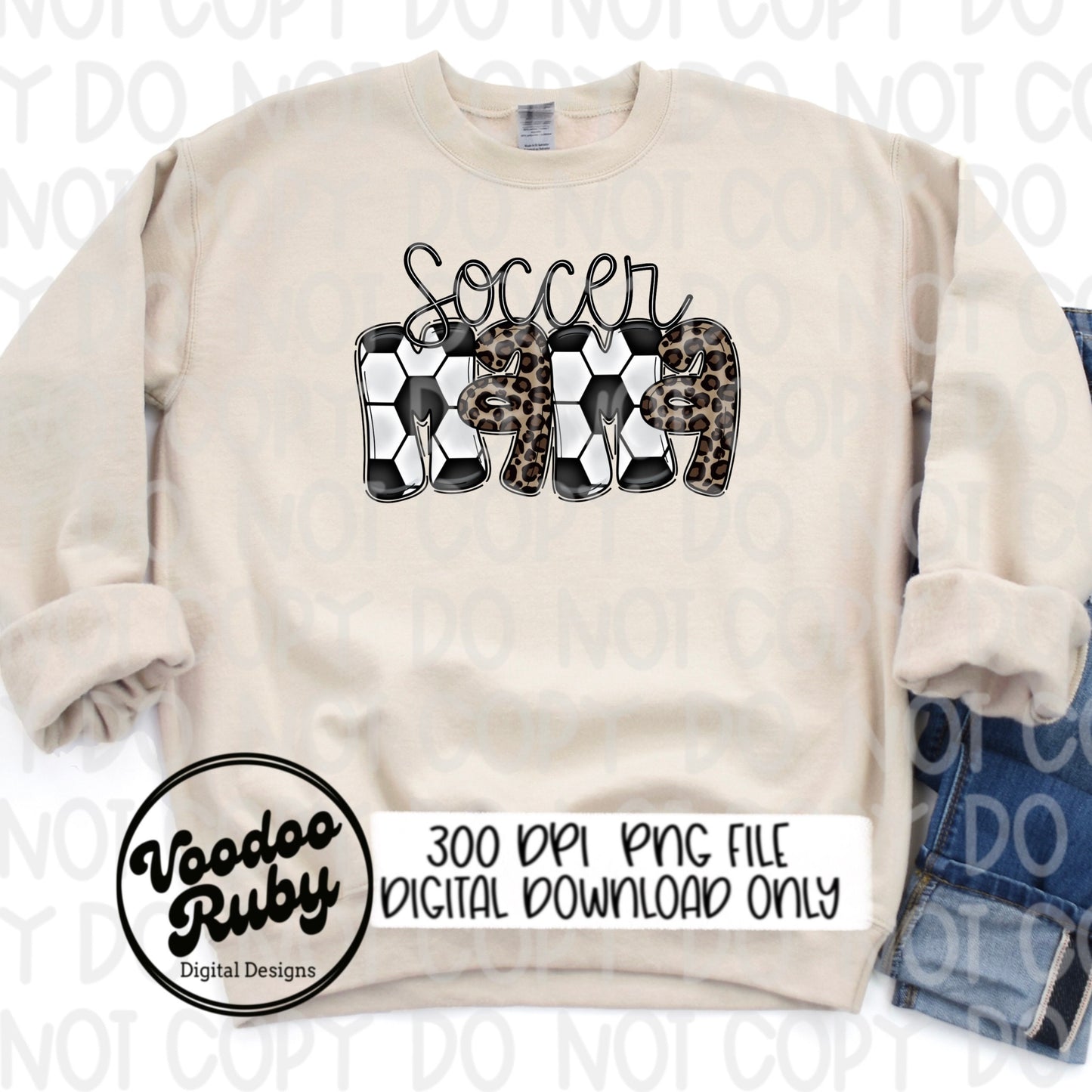 Leopard Soccer Mama PNG: Hand-Drawn Design (Digital Download
