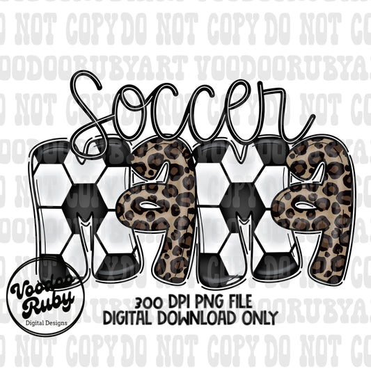 Retro Soccer Mama Sublimation PNG Design Leopard Soccer Hand Drawn Digital Download PNG Soccer Doodle Letters Printable