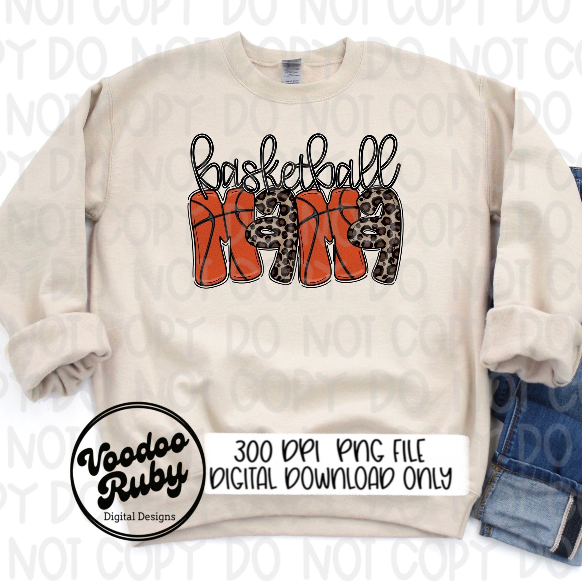 Basketball Mama Leopard PNG: Hand Drawn Doodle Letters (Digital Download