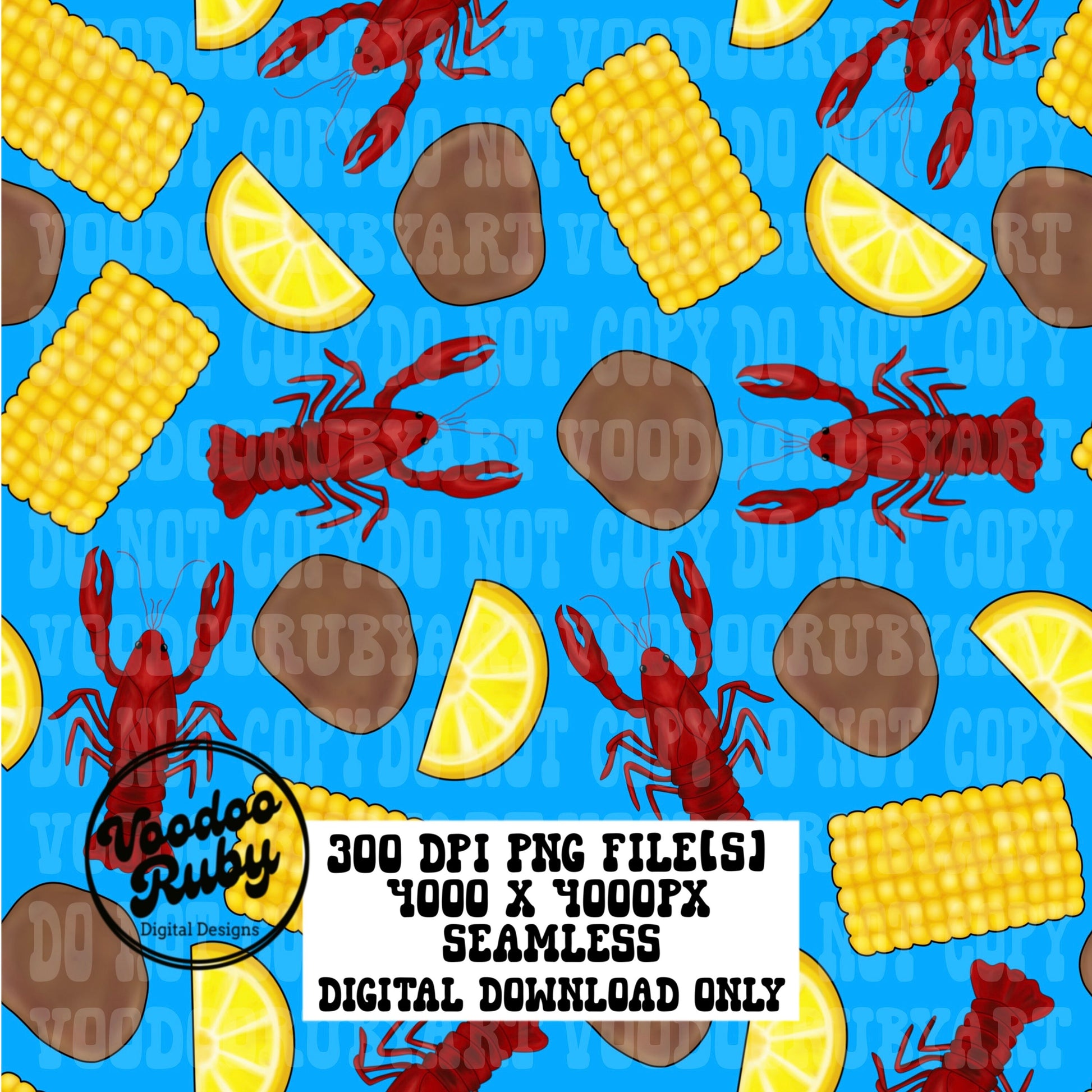 Crawfish Boil Seamless File Pattern PNG Hand Painted Repeat Pattern Digital Paper Download Fabric Design Tumbler Cup Design Bundle