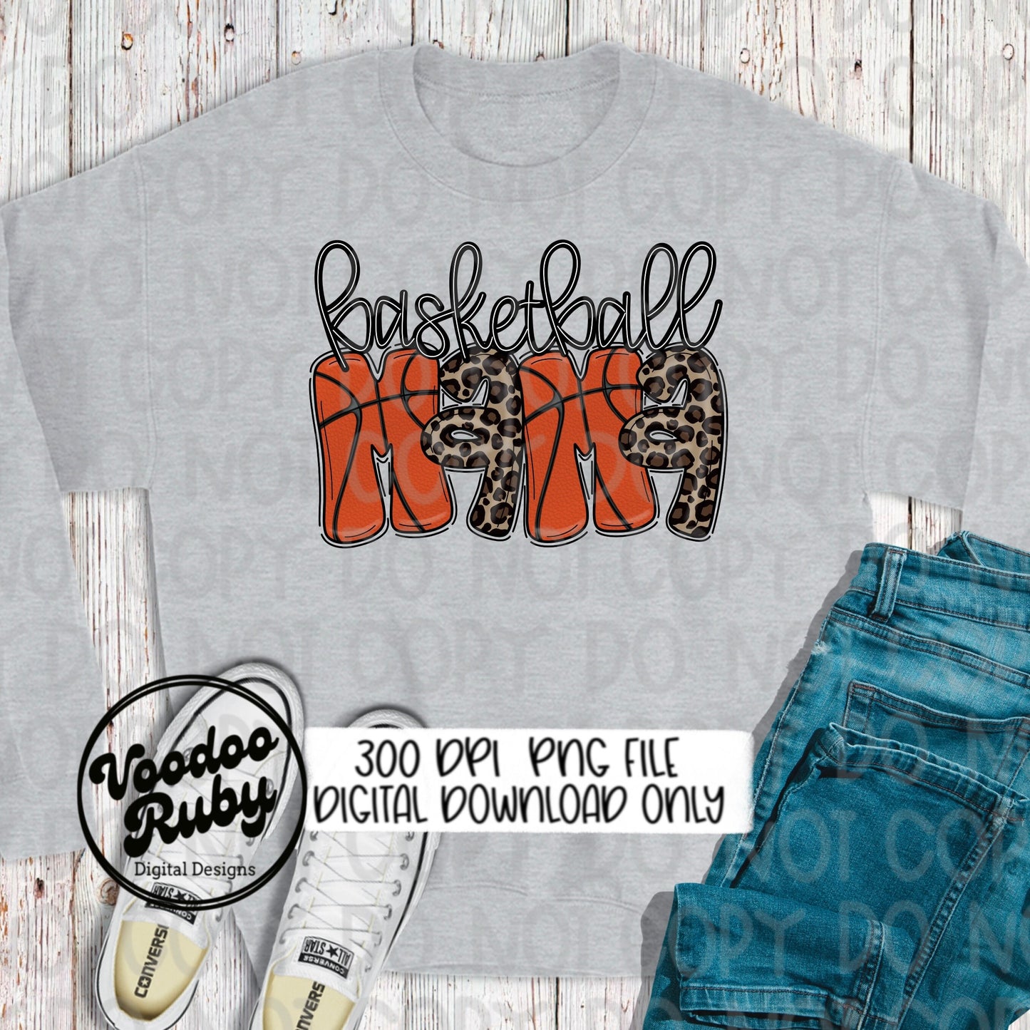 Retro Basketball Mama Sublimation PNG Design Leopard Basketball Hand Drawn Digital Download PNG Basketball Doodle Letters Printable