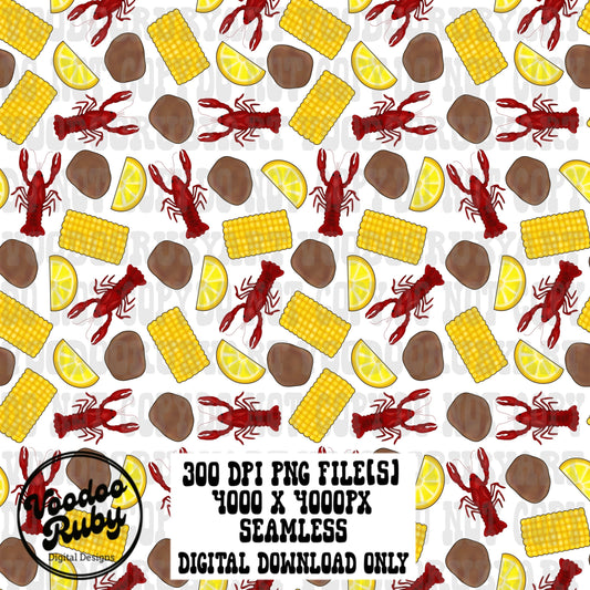 Crawfish PNG Design Seamless Sublimation Hand Painted Repeat Pattern Digital Paper Download Fabric Design Crawfish Tumbler Cup Design DTF
